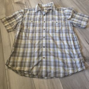 Carhartt Men's Plaid Button Down Shirt - Gray and Cream